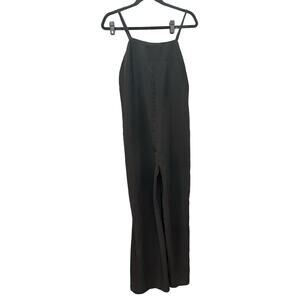 Forever 21 Jumpsuit‎ Bib Medium Black Wide Leg Baggy Lightweight Romper Jumper